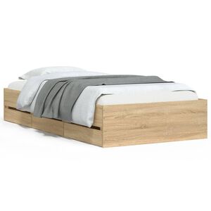 vidaXL Cadre de lit avec tiroirs sans matelas ch&ecirc;ne sonoma 75x190 cm