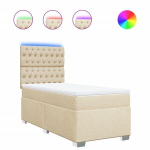 vidaXL Sommier &agrave; lattes de lit avec matelas Cr&egrave;me 90x200 cm Tissu