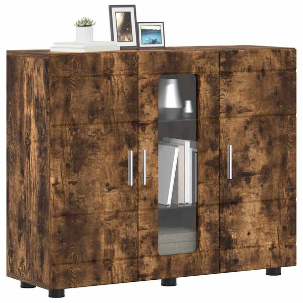 vidaXL Cabinet en Bois avec stockage Ch&ecirc;ne fum&eacute; 88,5 x 30,5 x 73 cm