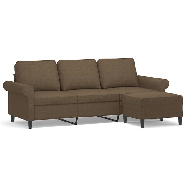 vidaXL Canap&eacute; &agrave; 3 places avec repose-pieds Marron 180 cm Tissu