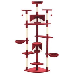 vidaXL Arbre &agrave; chat avec griffoirs en sisal 203 cm Rouge et Blanc