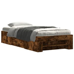 vidaXL Cadre de lit sans matelas ch&ecirc;ne fum&eacute; 75x190cm bois d'ing&eacute;nierie