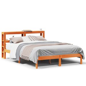vidaXL Cadre de lit et t&ecirc;te de lit sans matelas cire marron 140x190 cm