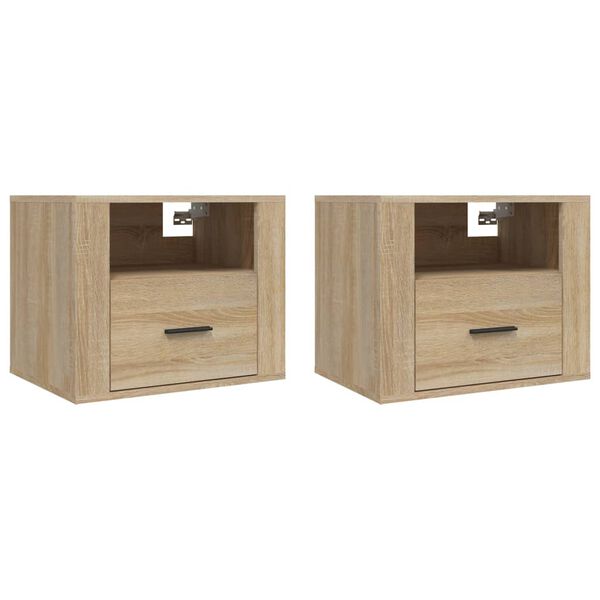 vidaXL Tables de chevet murales 2 pcs Ch&ecirc;ne sonoma 50x36x40 cm