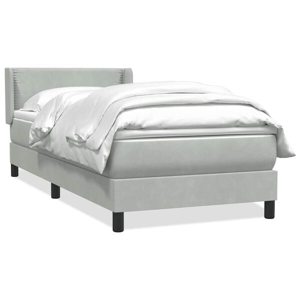 vidaXL Sommier &agrave; lattes de lit et matelas gris clair 90x210 cm velours
