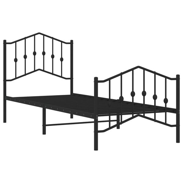 vidaXL Cadre de lit métal sans matelas avec pied de lit noir 90x190 cm