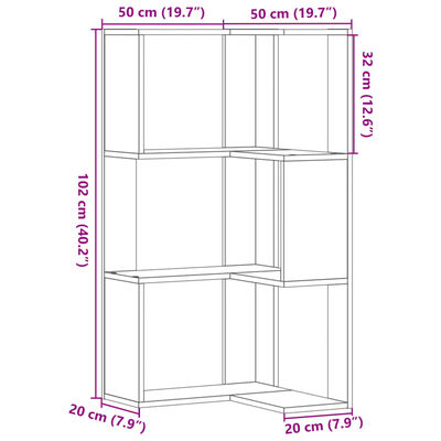 vidaXL Bibliothèque d'angle à 3 niveaux blanc bois d'ingénierie