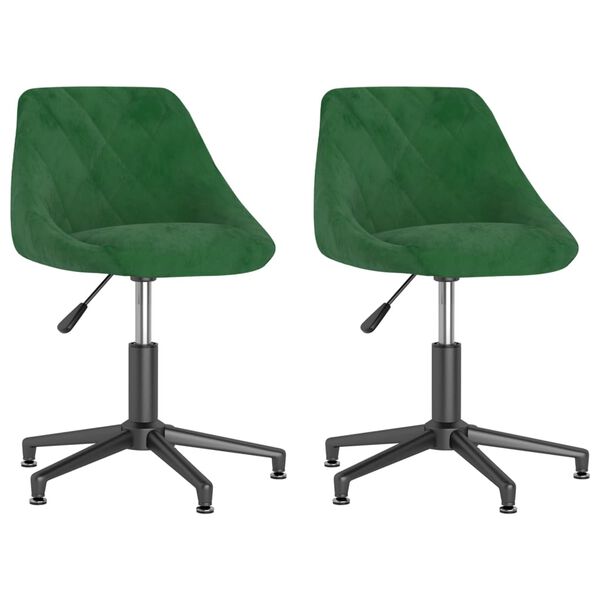 vidaXL Chaises pivotantes &agrave; manger lot de 2 vert fonc&eacute; velours
