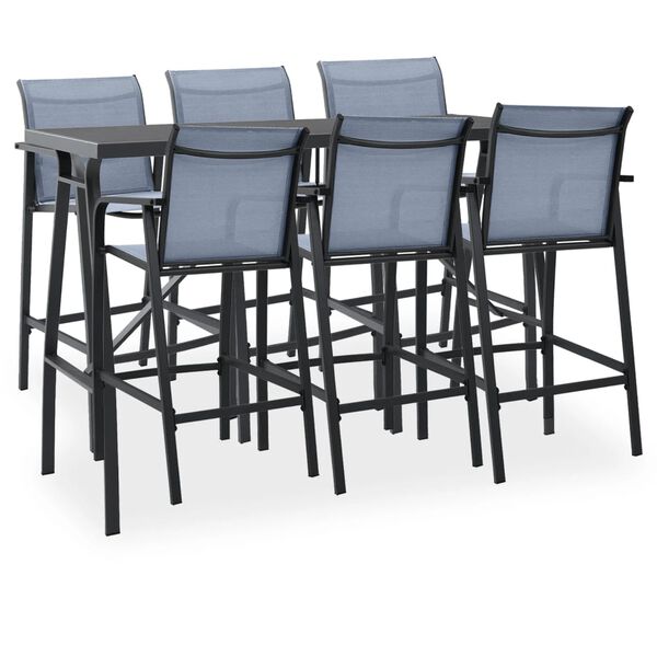 vidaXL Ensemble de bar de jardin 7 pcs Noir et gris
