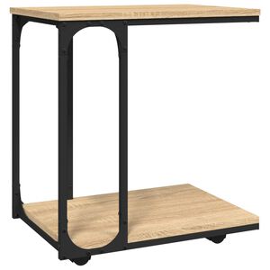 vidaXL Table d'appoint &agrave; roues Ch&ecirc;ne sonoma 50x35x55,5 cm