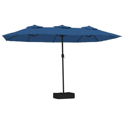 vidaXL Parasol de jardin à double tête avec LED bleu azuré 449x245 cm