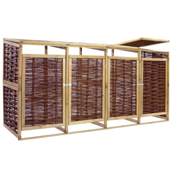 vidaXL Abri de poubelle quadruple Pin&egrave;de et osier