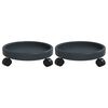 vidaXL Chariots &agrave; plantes avec roues 2 pcs gris diam&egrave;tre 34 cm 35 kg