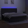 vidaXL Sommier &agrave; lattes de lit et matelas et LED Noir 200x200 cm Tissu