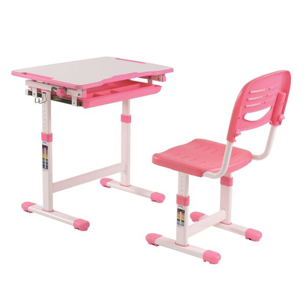 Vipack Bureau r&eacute;glable enfant Comfortline 201 et chaise Rose et blanc