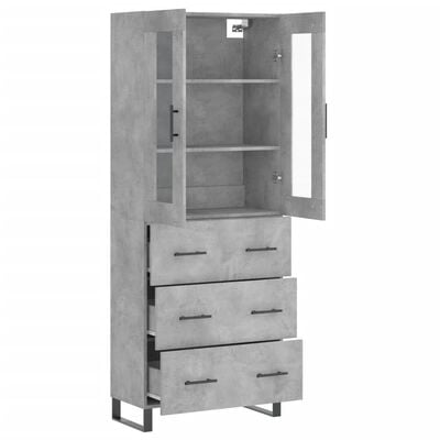 vidaXL Buffet haut Gris béton 69,5x34x180 cm Bois d'ingénierie