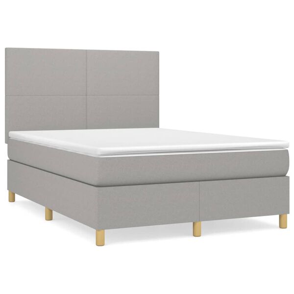 vidaXL Sommier &agrave; lattes de lit avec matelas Gris clair 140x190cm Tissu