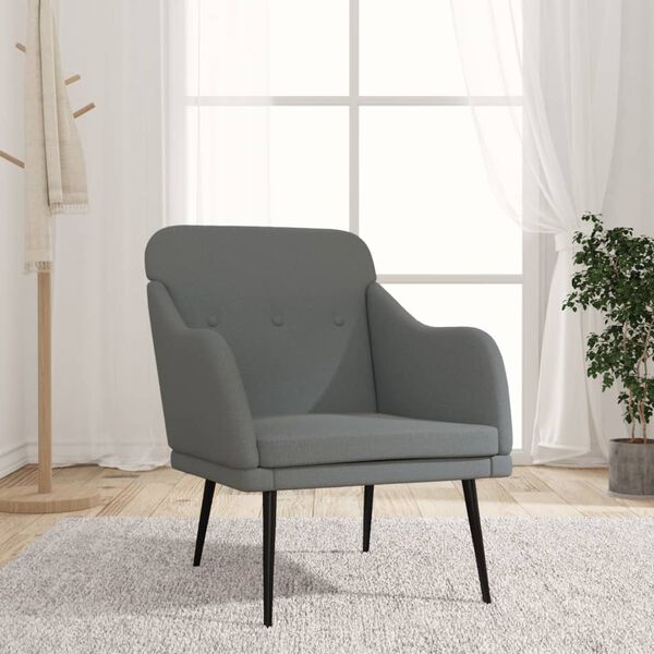 vidaXL Fauteuil Gris fonc&eacute; 63x76x80 cm Tissu