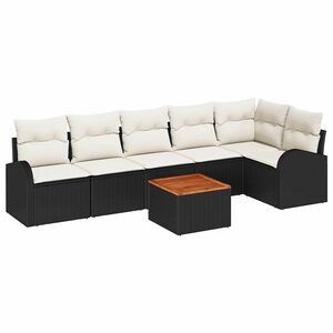vidaXL Ensemble de canap&eacute; de jardin 7 pc Noir polyrotin