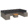 vidaXL Salon de jardin 11 pcs avec coussins gris r&eacute;sine tress&eacute;e