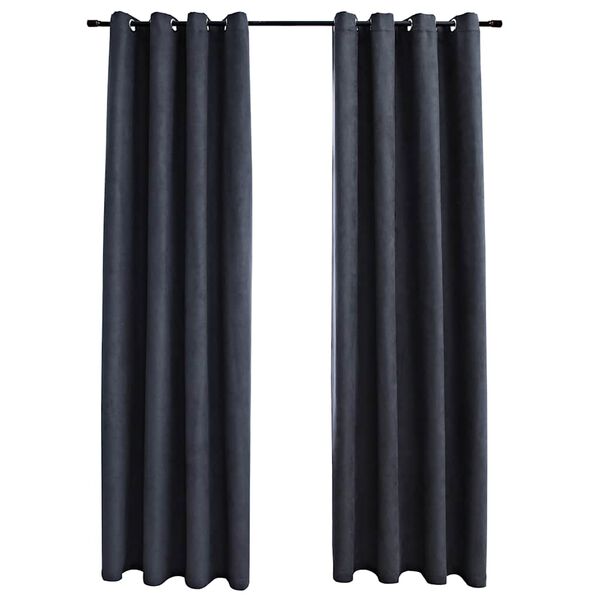 vidaXL Rideaux occultants avec anneaux M&eacute;tal 2pcs Anthracite 140x245cm