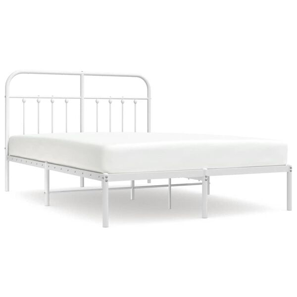 vidaXL Cadre de lit métal sans matelas et tête de lit blanc 150x200 cm
