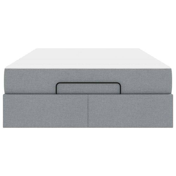 vidaXL Cadre de lit avec matelas avec matelas 2 pcs Gris clair tissu