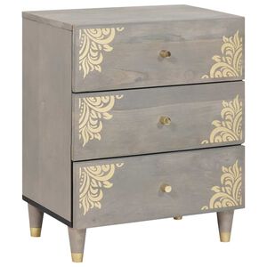 vidaXL Cabinet de chevet Gris 50 x 33 x 62 cm Bois de mangue massif