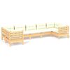 vidaXL Salon de jardin 7 pcs avec coussins cr&egrave;me bois de pin