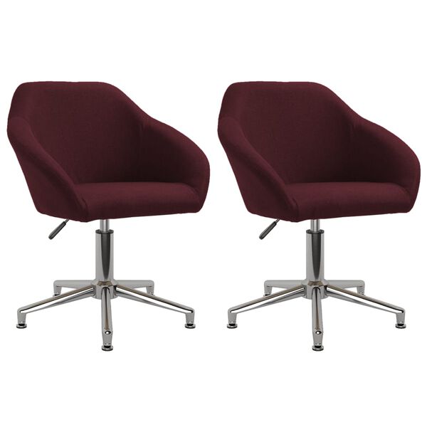 vidaXL Chaises pivotantes &agrave; manger lot de 2 violet tissu