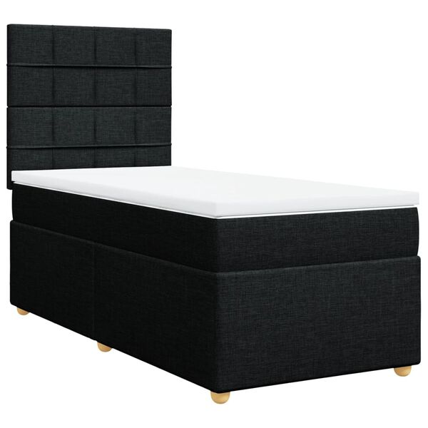 vidaXL Sommier &agrave; lattes de lit avec matelas Noir 100x200 cm Tissu