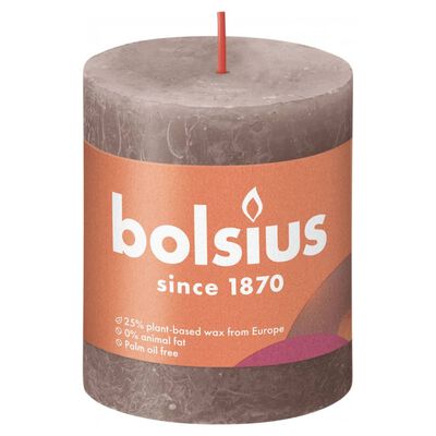 Bolsius Bougies pilier rustiques Shine 4 pcs 80x68 mm Taupe rustique