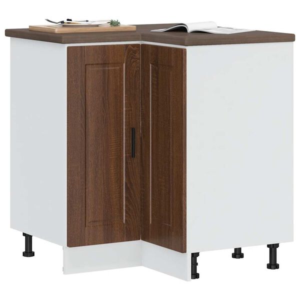 vidaXL Armoire d'angle de cuisine Porto ch&ecirc;ne marron bois d'ing&eacute;nierie