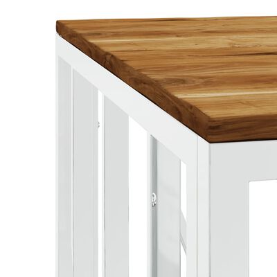 vidaXL Table basse argenté acier inoxydable et bois massif d'acacia