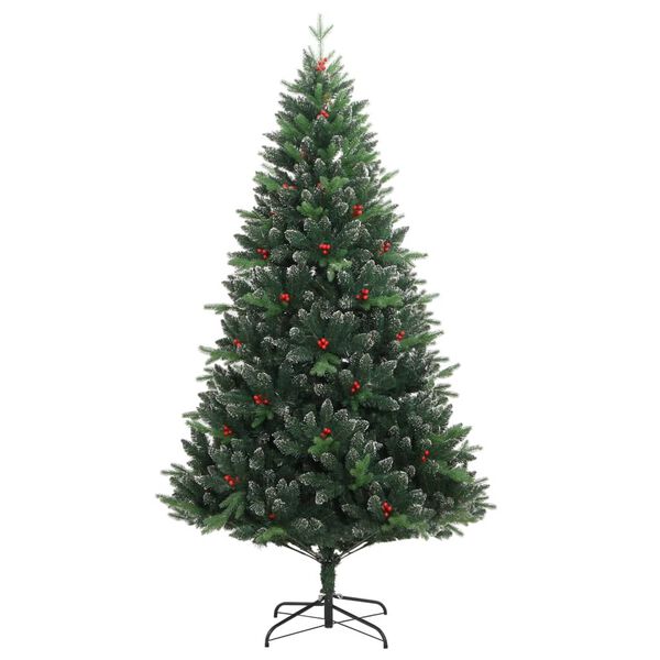 vidaXL Sapin de No&euml;l artificiel &agrave; charni&egrave;res avec baies rouges 240 cm