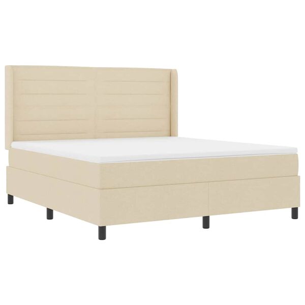 vidaXL Lit &agrave; ressorts avec matelas Cr&egrave;me 180 x 200 cm tissu