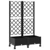 vidaXL Bac de jardin avec treillis et roues Noir 80 x 40 x 131,5 cm PP