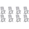 vidaXL Chaises pliables d'ext&eacute;rieur lot de 8 Bois d'acacia solide