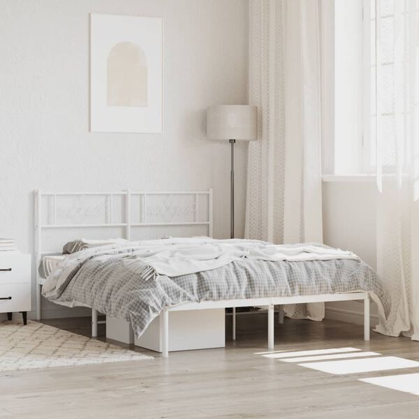 vidaXL Cadre de lit métal sans matelas et tête de lit blanc 120x200 cm