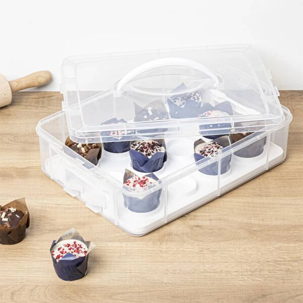 HI Bo&icirc;te de rangement pour 12 petits g&acirc;teaux 6 L transparent
