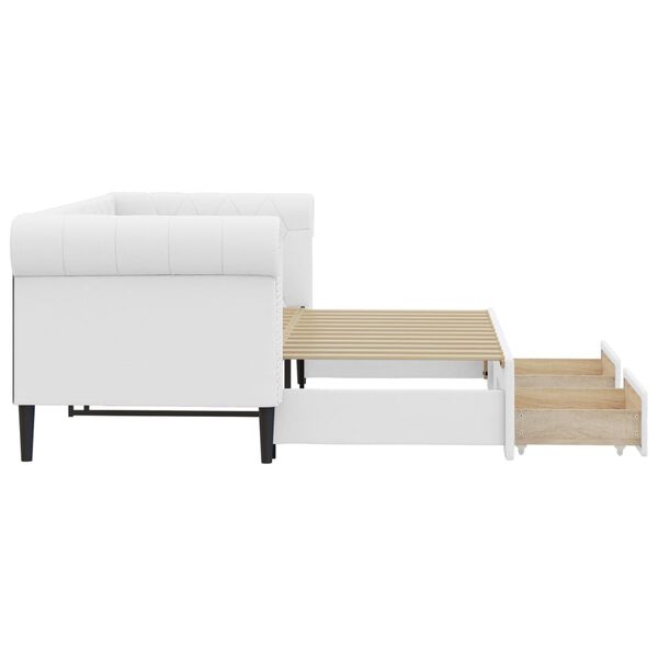 vidaXL Lit de jour avec gigogne et tiroirs sans matelas blanc 90x200cm