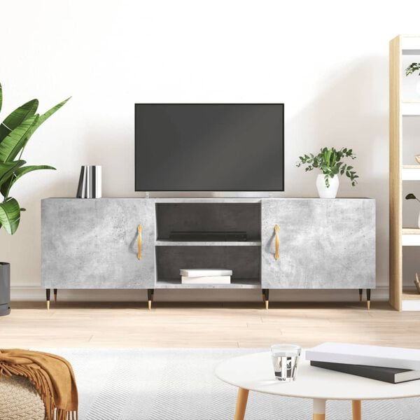 vidaXL Meuble TV gris béton 150x30x50 cm bois d'ingénierie
