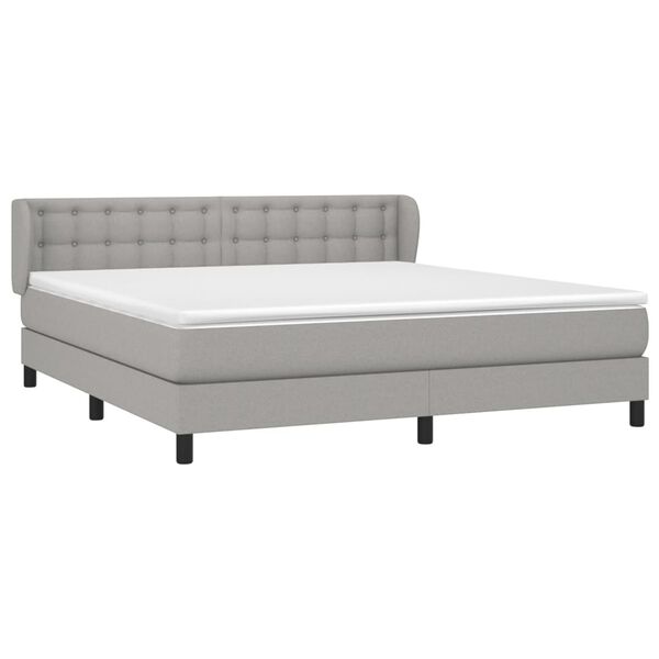 vidaXL Sommier &agrave; lattes de lit avec matelas Gris clair 160x200cm Tissu