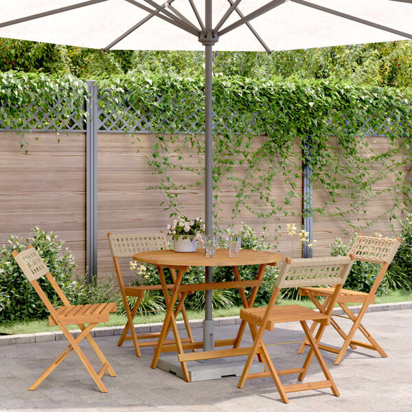 vidaXL Ensemble &agrave; manger de jardin 5 pcs r&eacute;sine tress&eacute;e et bois massif