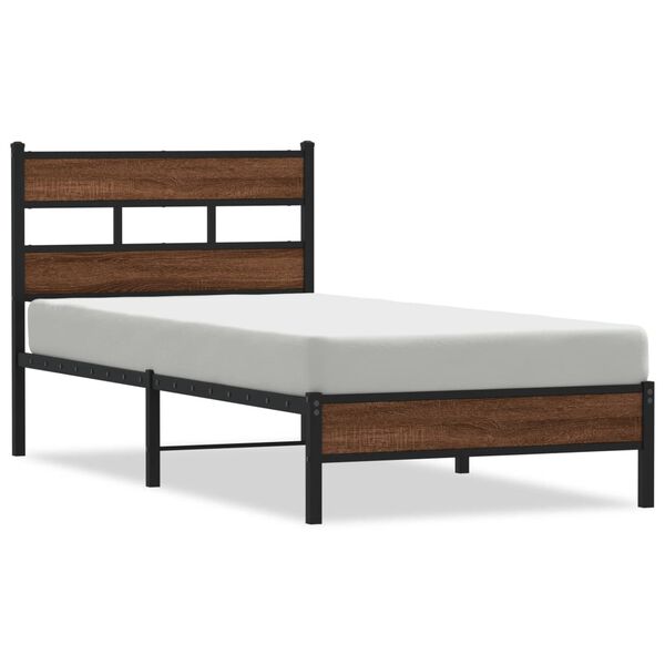 vidaXL Cadre de lit sans matelas ch&ecirc;ne marron 90x200cm bois ing&eacute;nierie