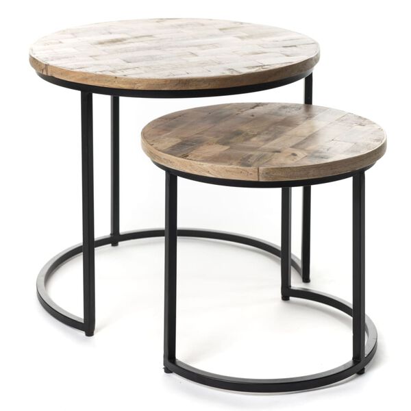 Rousseau Ensemble de tables d'appoint 2 pcs Linus Bois de Mangolia