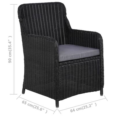 vidaXL lot de 2 Chaises d'extérieur avec coussins Résine tressée Noir