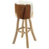 vidaXL Tabouret de bar cuir de chèvre et bois de teck solide