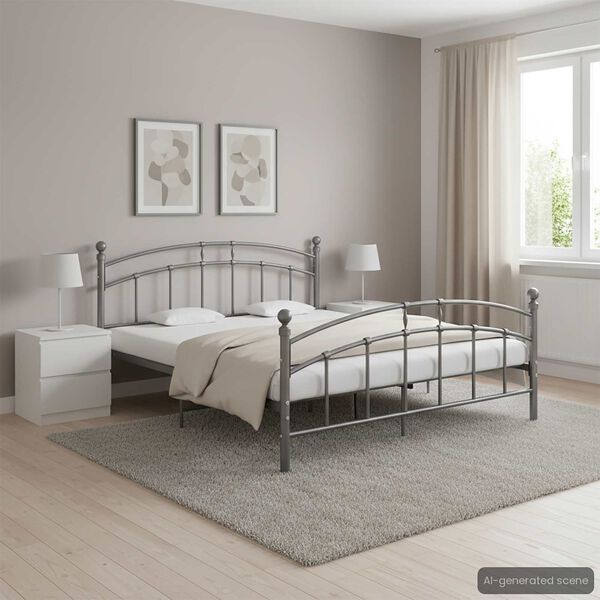 vidaXL Cadre de lit sans matelas gris m&eacute;tal 200x200 cm
