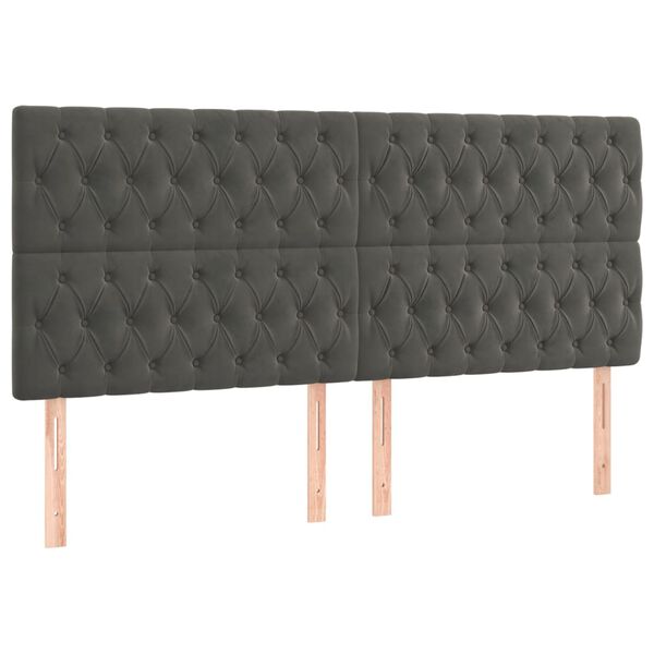 vidaXL T&ecirc;te de lit Gris fonc&eacute; 180 x 7 x 118/128 cm Velours